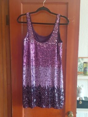 Express Purple Sequin Tank Top